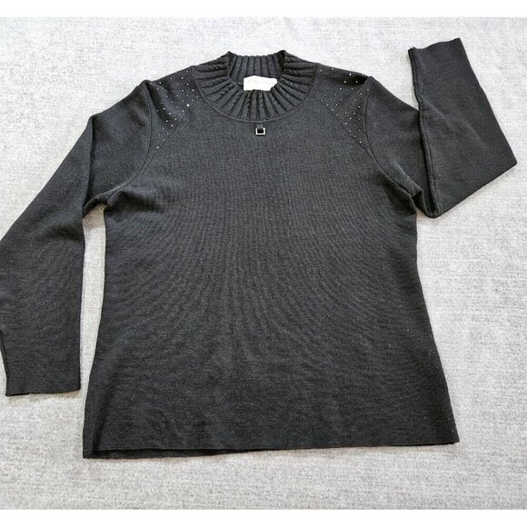 Seguito Sweater Women L Black Wool Italy LS Vintage Y2K Fairy Goth Sparkle FLAW - Picture 7 of 12
